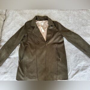 NWT Anthropologie Green Suede Jacket-size large
